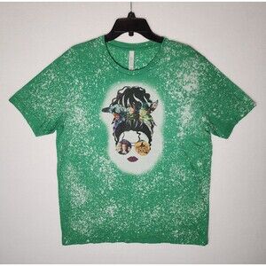 Hocus Pocus Halloween Bleach T-Shirt Green Tie-Dye Hair & Glasses Womens Size XL